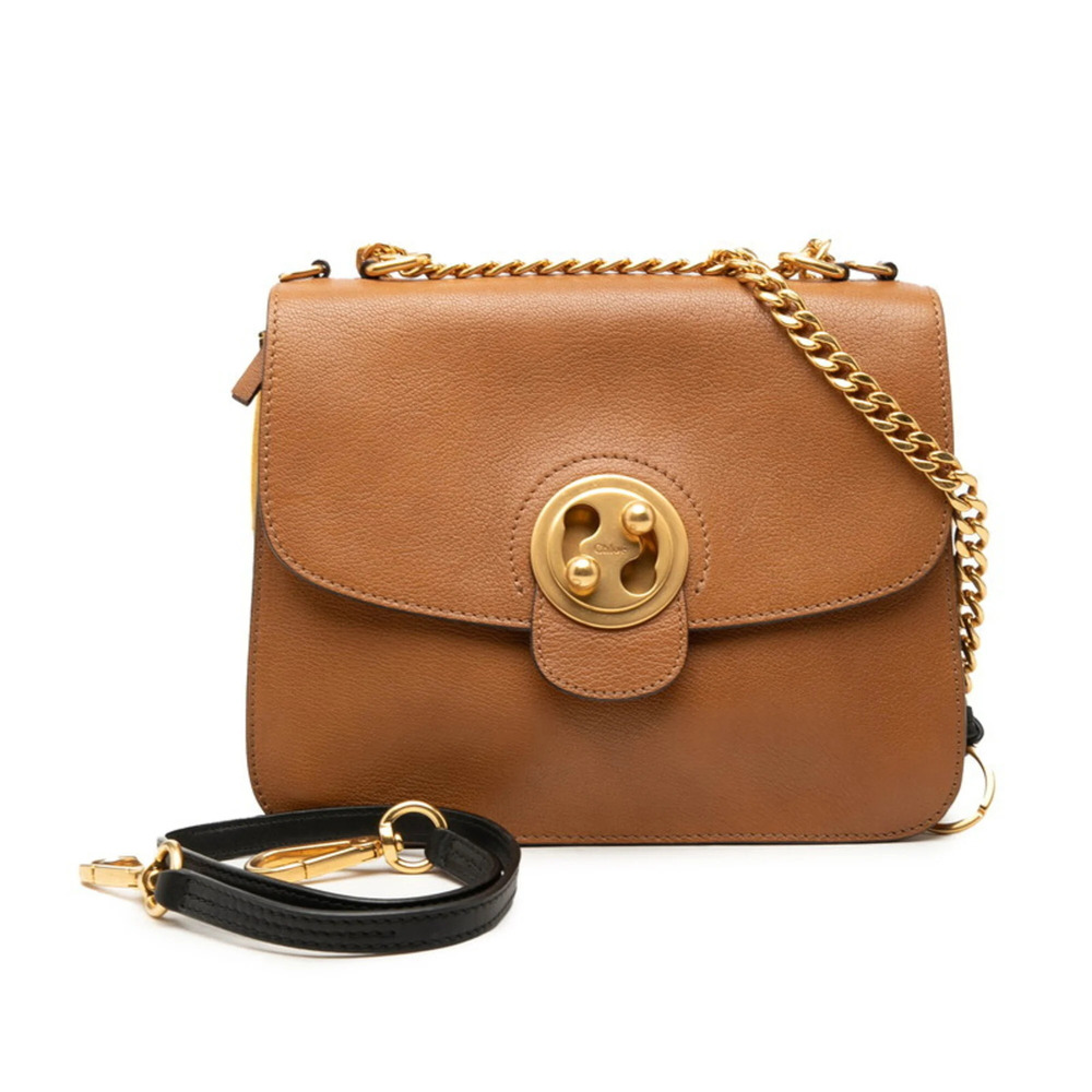 Chloé Chloe Millie Handbag Chain Shoulder Bag 2WAY Brown Leather Women's